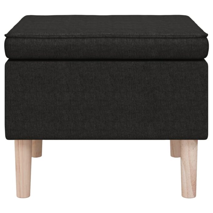 Tabouret avec pieds en bois Noir Tissu – Image 2