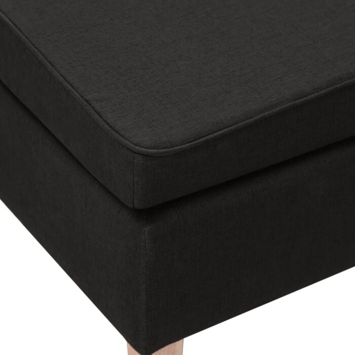 Tabouret avec pieds en bois Noir Tissu – Image 3