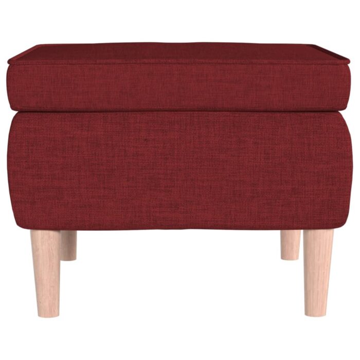 Tabouret avec pieds en bois Rouge bordeaux Tissu – Image 2