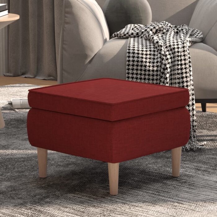 Tabouret avec pieds en bois Rouge bordeaux Tissu – Image 1