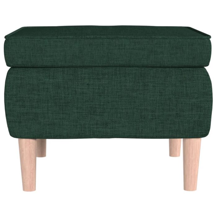 Tabouret avec pieds en bois Vert foncé Tissu – Image 2