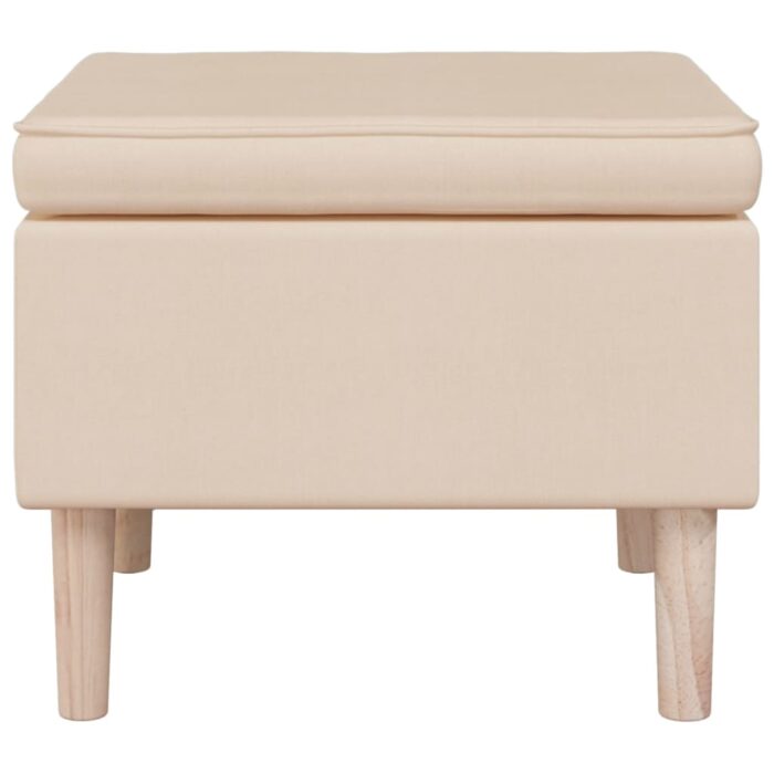 Tabouret avec pieds en bois Crème Tissu – Image 2