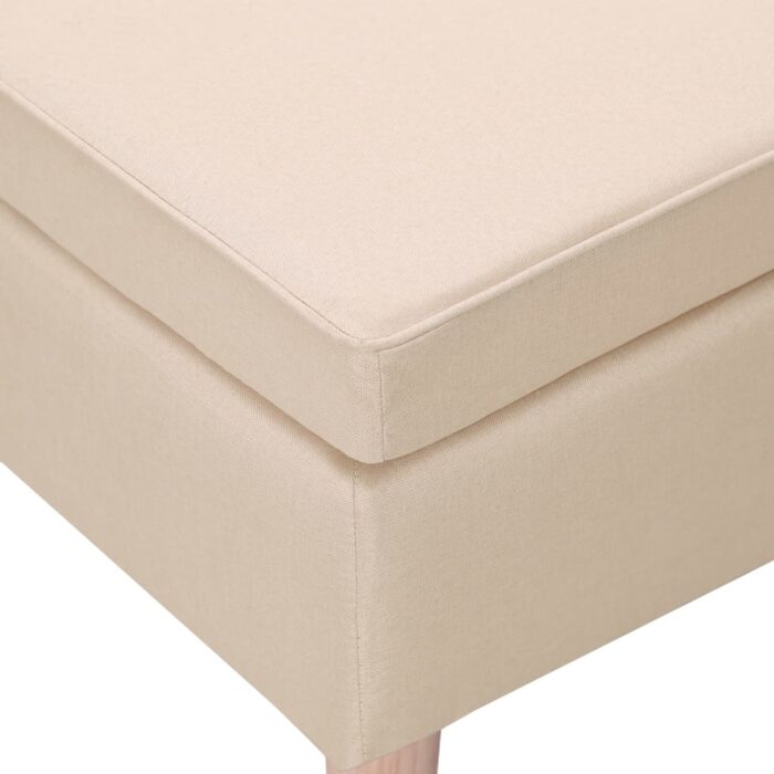 Tabouret avec pieds en bois Crème Tissu – Image 3