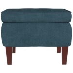 Tabouret avec pieds en bois Bleu Velours – Image 2
