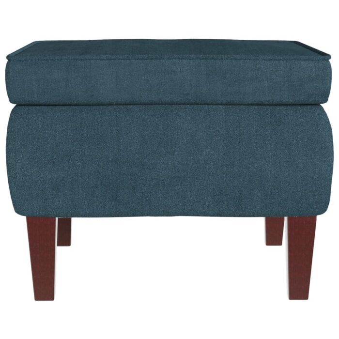 Tabouret avec pieds en bois Bleu Velours – Image 2