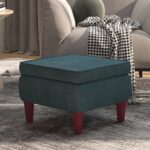 Tabouret avec pieds en bois Bleu Velours