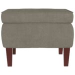 Tabouret avec pieds en bois Gris clair Velours – Image 2