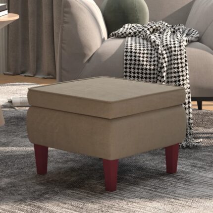 Tabouret avec pieds en bois Gris clair Velours