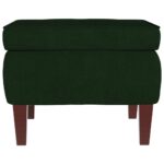 Tabouret avec pieds en bois Vert foncé Velours – Image 2