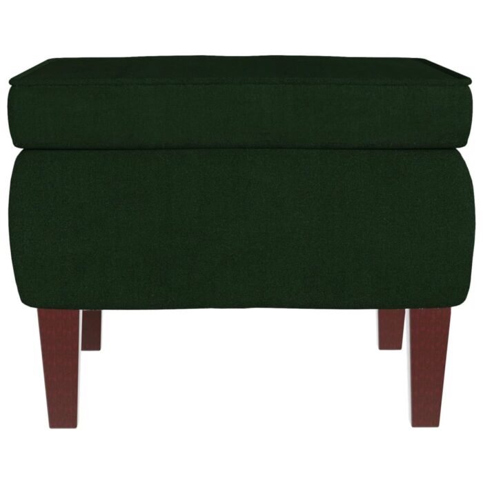 Tabouret avec pieds en bois Vert foncé Velours – Image 2