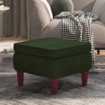 Tabouret avec pieds en bois Vert foncé Velours