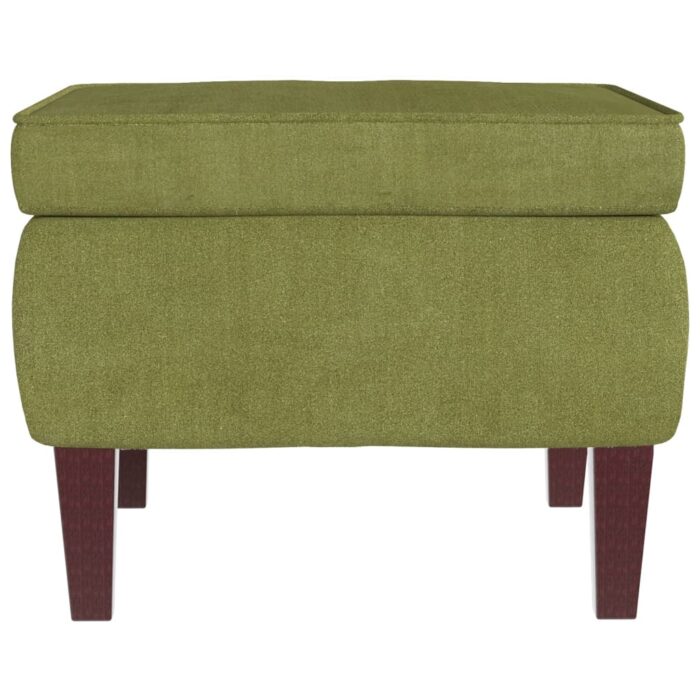 Tabouret avec pieds en bois Vert clair Velours – Image 2