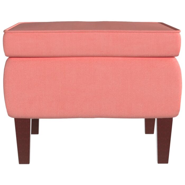 Tabouret avec pieds en bois Rose Velours – Image 2