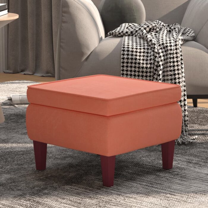Tabouret avec pieds en bois Rose Velours – Image 1