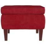Tabouret avec pieds en bois Rouge bordeaux Velours – Image 2