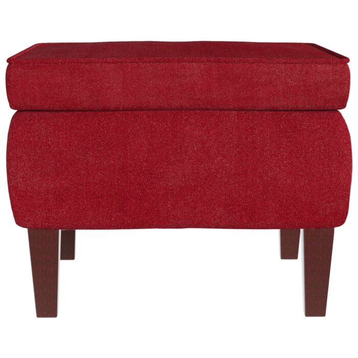 Tabouret avec pieds en bois Rouge bordeaux Velours – Image 2