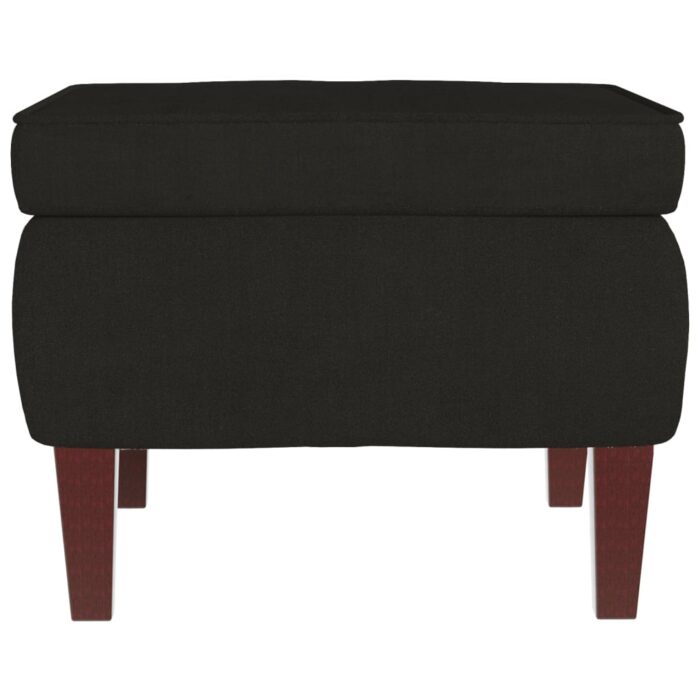 Tabouret avec pieds en bois Noir Velours – Image 2