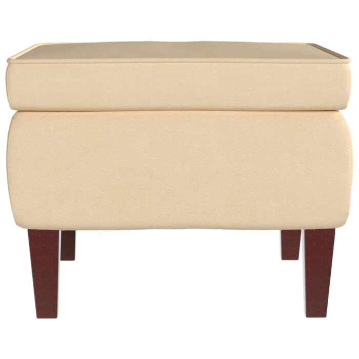 Tabouret avec pieds en bois Crème Velours – Image 2