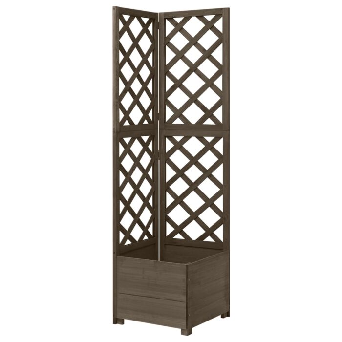 VXL8720286432280_a_en_hd_1.jpg Jardinière d'angle en treillis Gris 40x40x150 cm Bois de sapin – Image 1