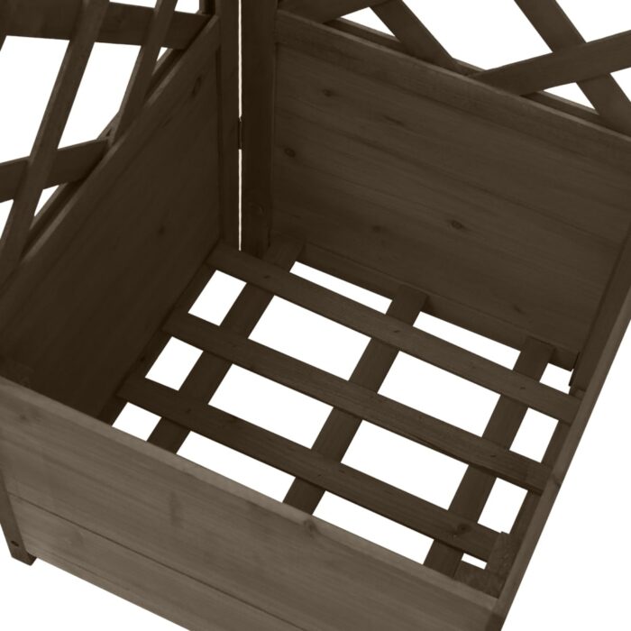 Jardinière d'angle en treillis Gris 40x40x150 cm Bois de sapin – Image 3