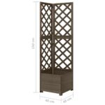 Jardinière d'angle en treillis Gris 40x40x150 cm Bois de sapin – Image 5