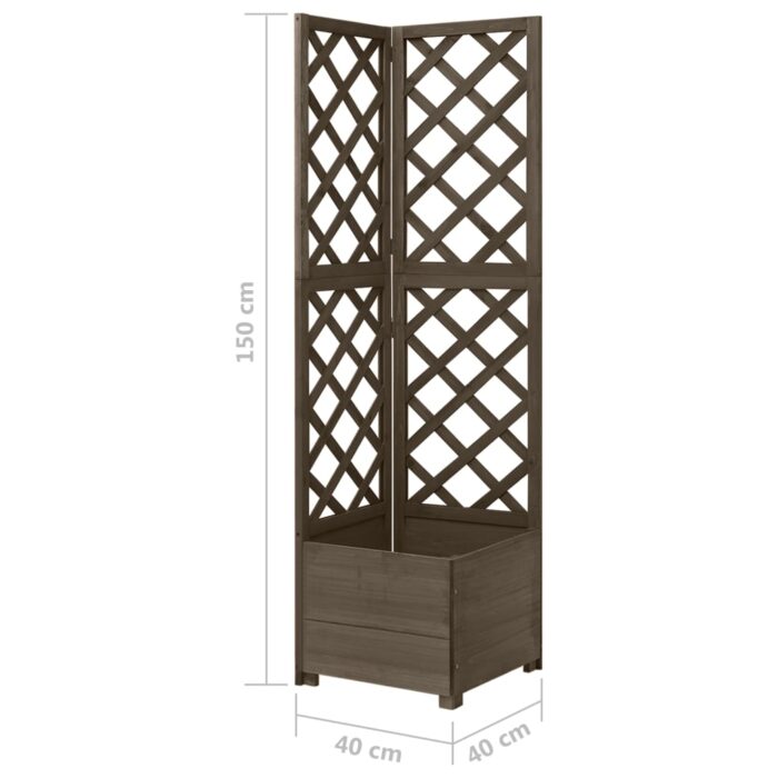 Jardinière d'angle en treillis Gris 40x40x150 cm Bois de sapin – Image 5