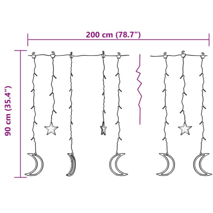 Guirlande lumineuse étoile et lune avec télécommande 138 LED – Image 5