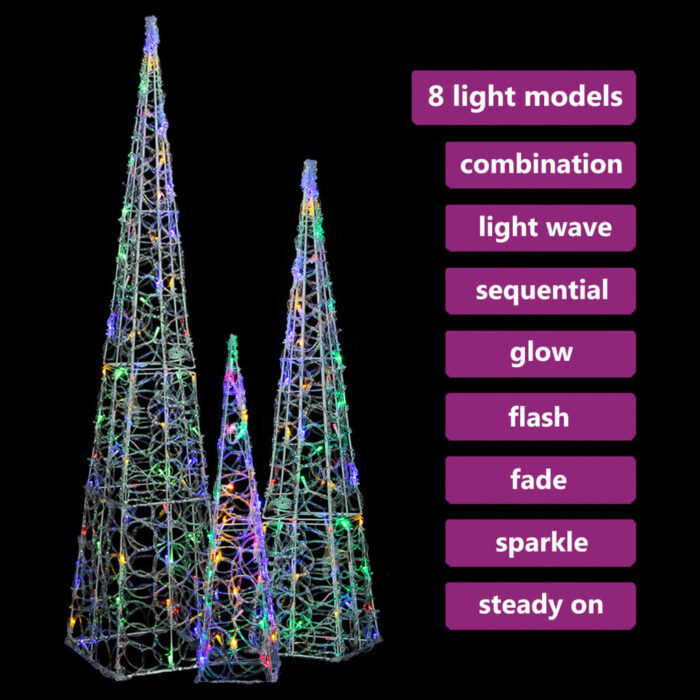 Jeu de cônes lumineux à LED Acrylique Multicolore 60/90/120 cm – Image 2