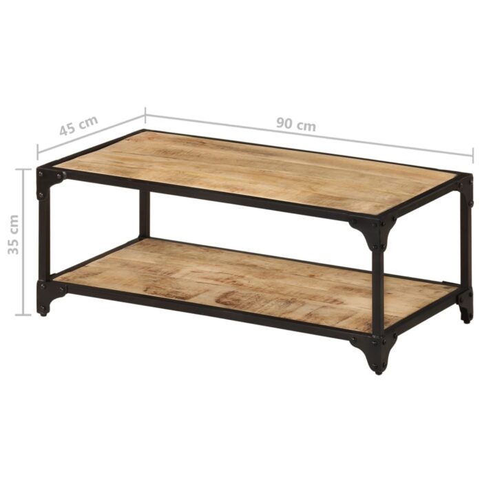 Table basse 90x45x35 cm Bois de manguier massif brut – Image 7