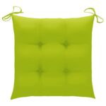 Chaises de jardin avec coussins vert vif lot de 8 Teck massif – Image 8