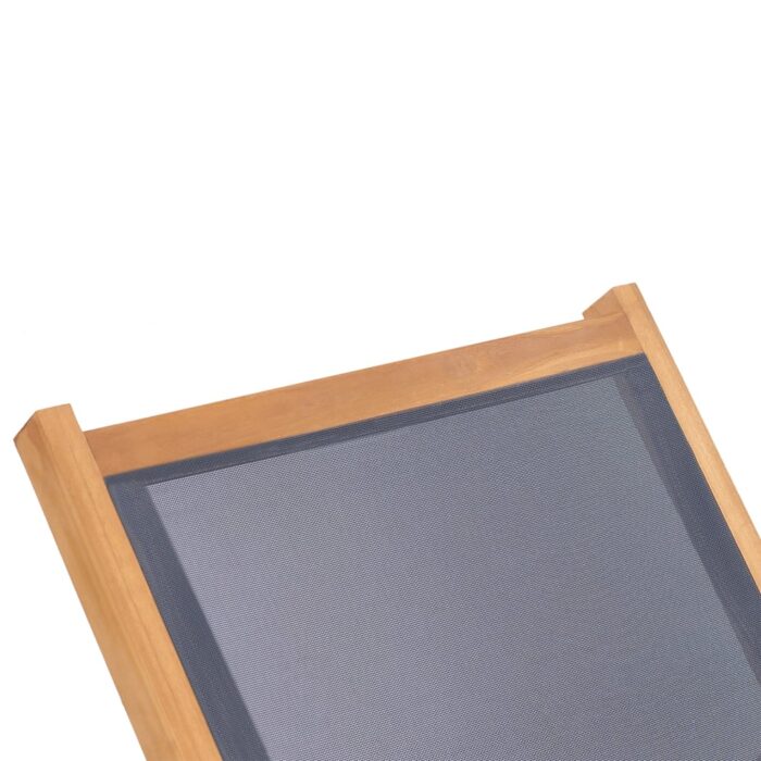 Chaises longues pliables et roulettes lot de 2 Teck textilène – Image 7