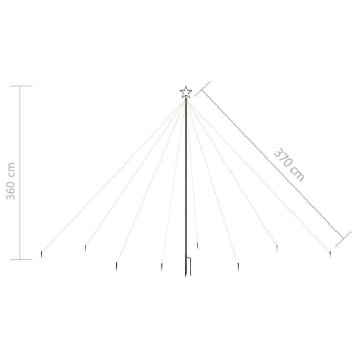 Sapin de Noël à LED Intérieur/Extérieur 576 LED bleu 3,6 m – Image 6