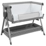 Lit pour bébé avec matelas Gris clair Tissu de lin – Image 2