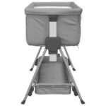 Lit pour bébé avec matelas Gris clair Tissu de lin – Image 3