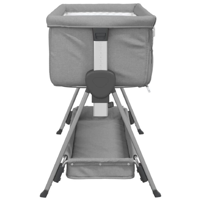 Lit pour bébé avec matelas Gris clair Tissu de lin – Image 3