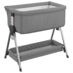 Lit pour bébé avec matelas Gris clair Tissu de lin – Image 4