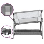 Lit pour bébé avec matelas Gris clair Tissu de lin – Image 5