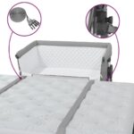 Lit pour bébé avec matelas Gris clair Tissu de lin – Image 6