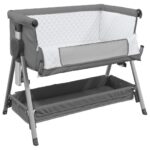 Lit pour bébé avec matelas Gris foncé Tissu de lin – Image 2