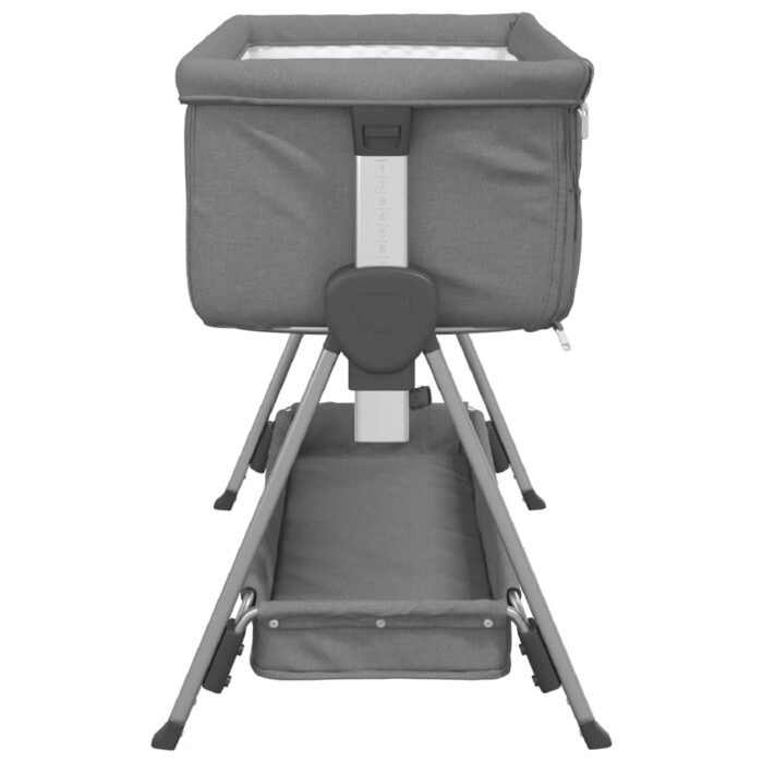 Lit pour bébé avec matelas Gris foncé Tissu de lin – Image 3