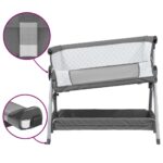Lit pour bébé avec matelas Gris foncé Tissu de lin – Image 5