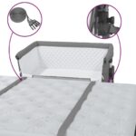 Lit pour bébé avec matelas Gris foncé Tissu de lin – Image 6