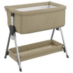 Lit pour bébé avec matelas Taupe Tissu de lin – Image 4