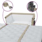 Lit pour bébé avec matelas Taupe Tissu de lin – Image 6