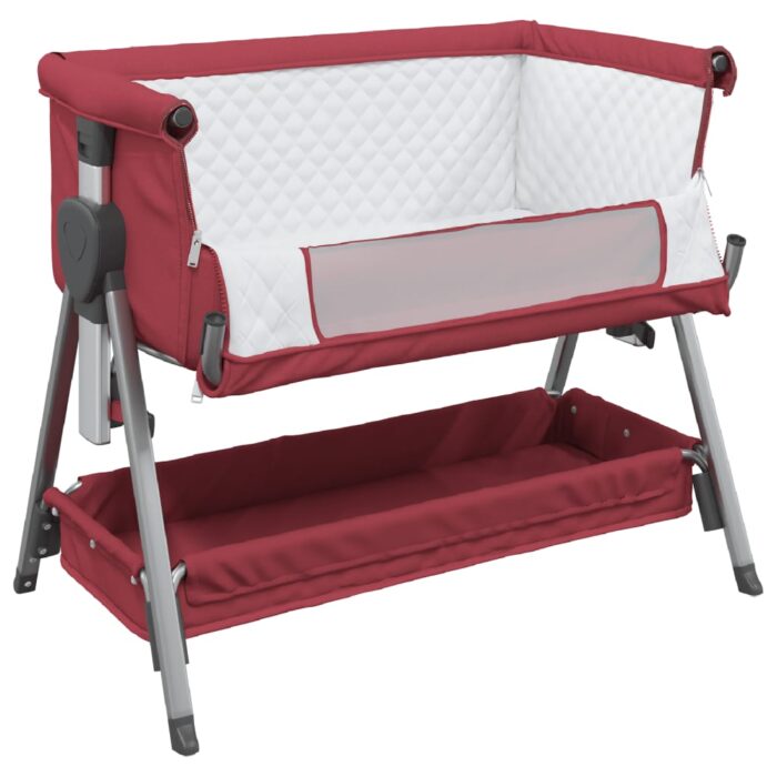 Lit pour bébé avec matelas Rouge Tissu de lin – Image 2