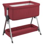 Lit pour bébé avec matelas Rouge Tissu de lin – Image 4