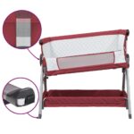 Lit pour bébé avec matelas Rouge Tissu de lin – Image 5