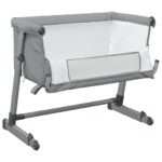 Lit pour bébé avec matelas Gris clair Tissu de lin – Image 2
