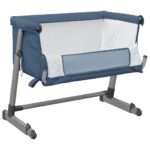 Lit pour bébé avec matelas Bleu marine Tissu de lin – Image 2