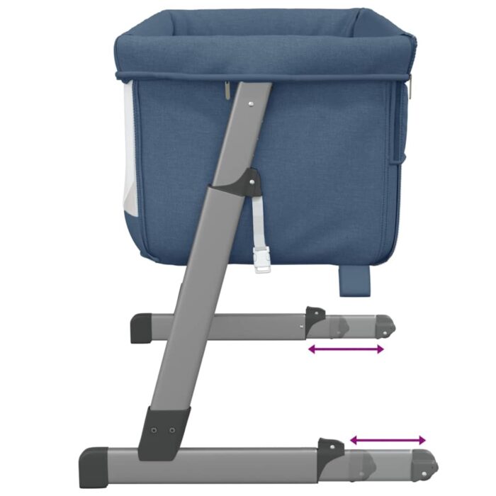 Lit pour bébé avec matelas Bleu marine Tissu de lin – Image 4